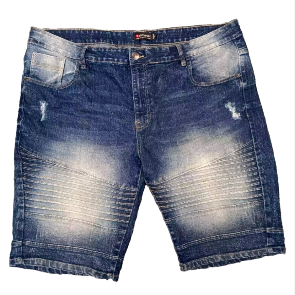 Southpole Mens Jean Shorts Size 44/12" Stretch Blue Baggy Hip HopFaded Denim Y2K